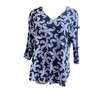 Icantoo Blue Starfish Tunic Top Blouse Size Medium